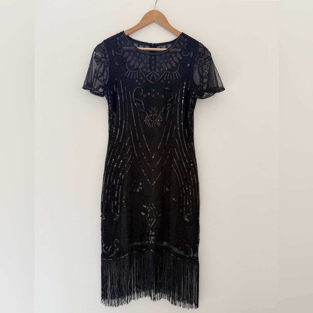 SWEETV 1920s Gatsby Flapper Dress with Accessories – Sequin Fringe Roaring 20s - Picture 6 of 12
